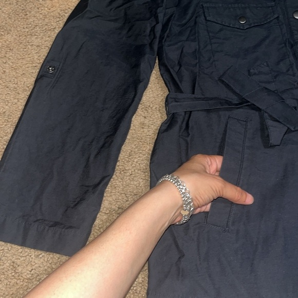 Garnet Hill Twill Cargo Jacket Belted Roll-Tab Sleeves Carbon Blue XS - Picture 4 of 8